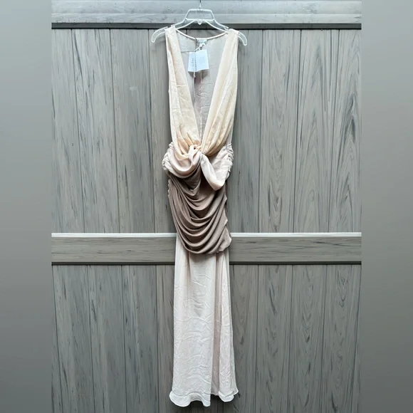 L’Academie by Marianna Marin Midi Dress in Neutral New with Tags!